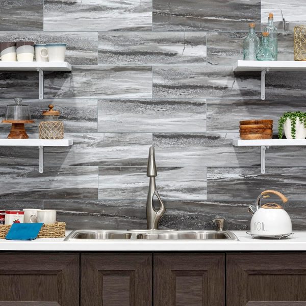 Palisade 22.8" x 7.31" Interlocking Vinyl Waterproof Backsplash Tiles in Carrara Marble - Grout-Free, Easy Install & UV Resistant, Ideal for Kitchen & Bathroom (10 Pack) - Image 56