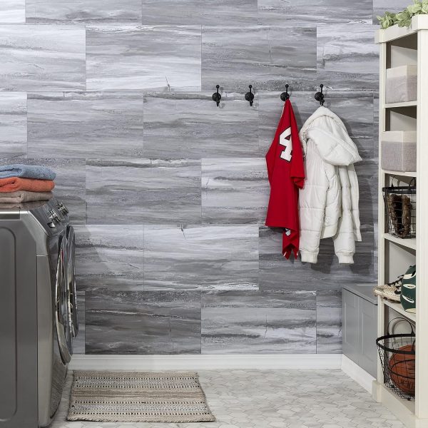 Palisade 22.8" x 7.31" Interlocking Vinyl Waterproof Backsplash Tiles in Carrara Marble - Grout-Free, Easy Install & UV Resistant, Ideal for Kitchen & Bathroom (10 Pack) - Image 64