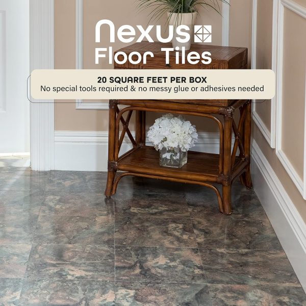 Nexus Self Adhesive 12-Inch Vinyl Floor Tiles, 20 Tiles - 12" x 12", Dark Slate Marble Pattern - Peel & Stick, DIY Flooring for Kitchen, Dining Room, Bedrooms & Bathrooms by Achim Home Decor - Image 3