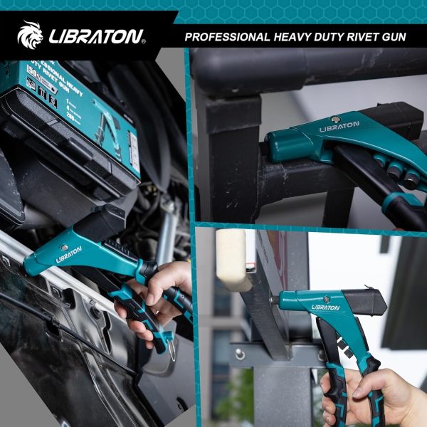 Libraton One-Handed Rivet Gun, Pop Rivet Gun Set, Professional Hand Riveter, Manual Riveting Tool with 200 Rivets for Metal, Includes 4 Drill Bits, 4 Tool-Free Interchangeable Heads, Storage Case - Image 19