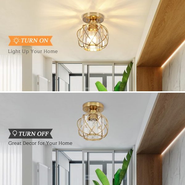 Hallway Ceiling Light fixtures,Flush Mount Ceiling Light Fixture E26 Ceiling Lighting with Crystal Small Chandelier Indoor Lighting for Foyer Entryway Bedroom Bathroom Closet Living Room - Image 45