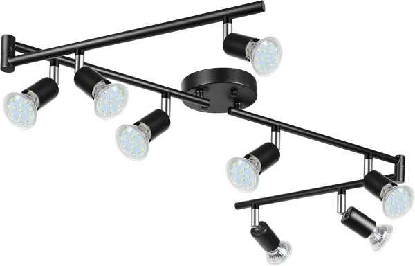 Unicozin LED 4 Light Track Lighting Kit, Matt Nickel 4 Way Ceiling Spot Lighting, Flexibly Rotatable Light Head, Modern Track Light Included 4 x LED GU10 Bulb (4W, Daylight White 5000K, 400LM) - Image 16