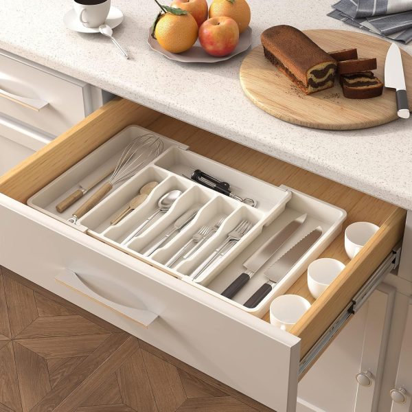 Lifewit Silverware Drawer Organizer, Expandable Utensil Tray for Kitchen, BPA Free Flatware and Cutlery Holder, Adjustable Plastic Storage for Spoons Forks Knives, Large, Black - Image 109