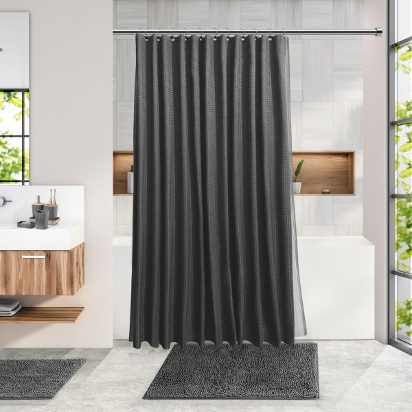 Clara Clark Bathroom Accessories Set - Bathroom Set, 20PC Bathroom Accessory Set, Black Shower Curtain Set, Toilet Brush, Trash Can & Soap Dispenser - Image 69