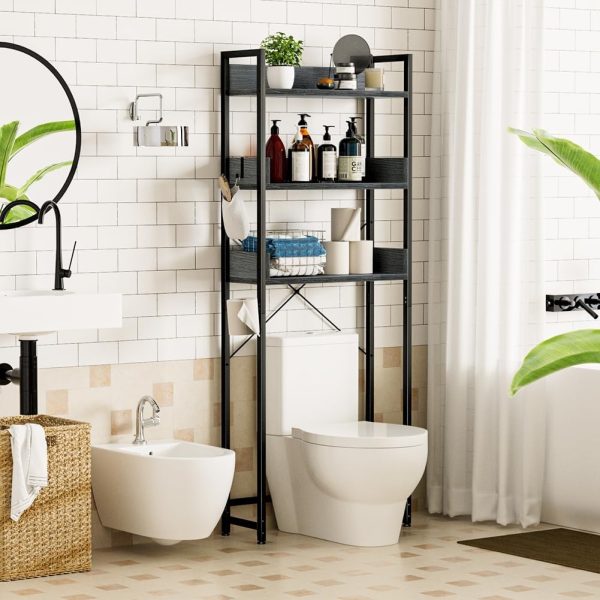 OTK Over-The-Toilet Storage, 3 Tier Bathroom Organizer Shelf, Freestanding Space Saver with Toilet Paper Holder, Multifunctional Over The Toilet Rack, Vintage - Image 19