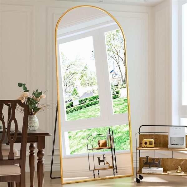 Full Length Mirror, 58"x19" Floor Mirror, Arch Floor Standing Mirror Freestanding Arch Full Body Mirror with Stand for Bedroom, Hanging Mounted Mirror for Living Room Cloakroom, Gold - Image 28