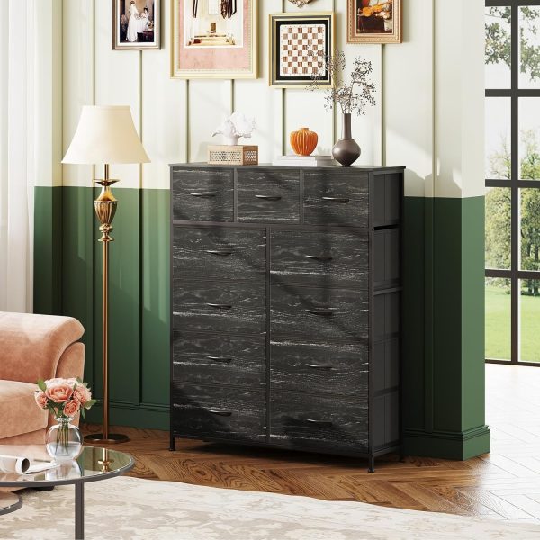 WLIVE Tall Dresser for Bedroom, Fabric Dresser Storage Tower, Dresser & Chest of Drawers Organizer Unit with 11 Drawers, Storage Cabinet, Hallway, Closets, Steel Frame, Wood Top - Image 11