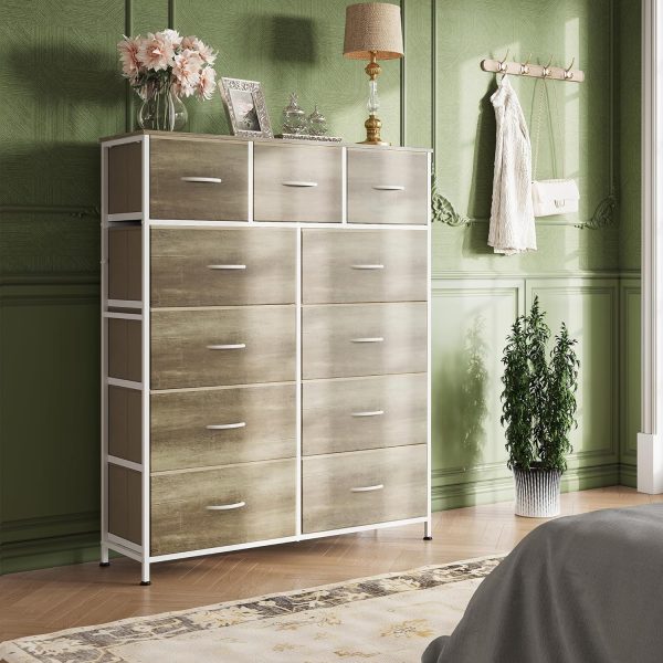 WLIVE Tall Dresser for Bedroom, Fabric Dresser Storage Tower, Dresser & Chest of Drawers Organizer Unit with 11 Drawers, Storage Cabinet, Hallway, Closets, Steel Frame, Wood Top - Image 22