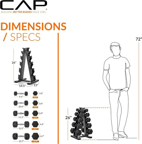 CAP Barbell Dumbbell Set with Rack | Multiple Options in 150lbs and 210lbs - Image 6