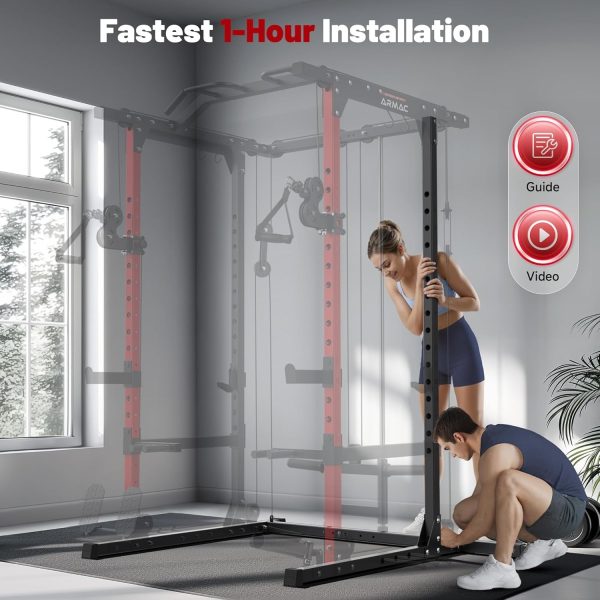 ARMAC Power Cage,1500lbs Multi-Function Power Rack with Adjustable Cable Crossover System and More Training Attachment, Weight Cage for Home Gym - Image 7