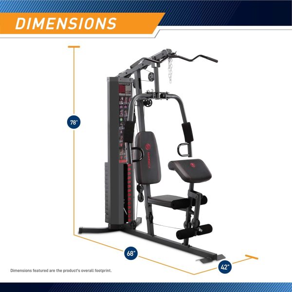 Marcy Dual Functioning Body Fitness Workout 150 Pound Stack Home Gym System with Adjustable Preacher Curler Pad and Overhead Lat Station, White/Black - Image 3