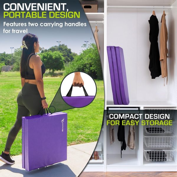ProsourceFit Tri-Fold Folding Thick Exercise Mat with Carrying Handles for MMA, Gymnastics Core Workouts - Image 20