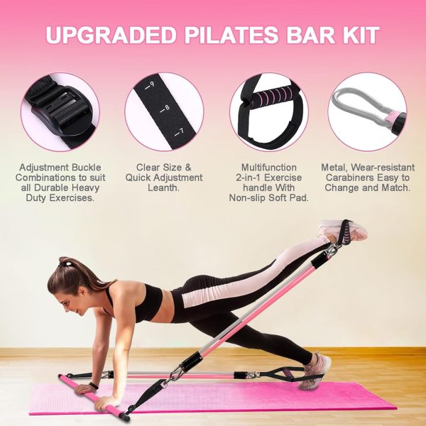 Pilates Bar Kit with Resistance Bands,Pilates Bar with Stackable Bands Workout Equipment for Legs,Hip,Waist and Arm,Exercise Fitness Equipment for Women & Men Home Gym Yoga Pilates - Image 53