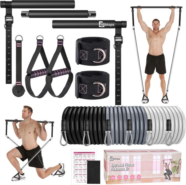 Pilates Bar Kit with Resistance Bands,Pilates Bar with Stackable Bands Workout Equipment for Legs,Hip,Waist and Arm,Exercise Fitness Equipment for Women & Men Home Gym Yoga Pilates - Image 58