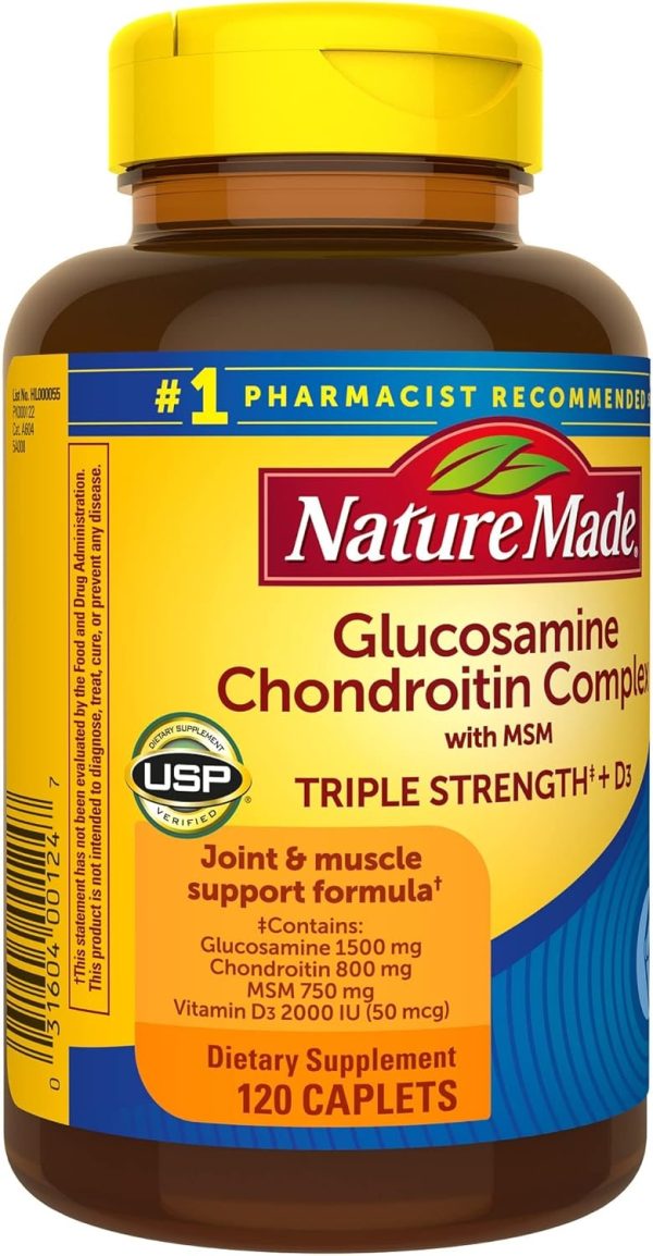 Nature Made Glucosamine Chondroitin Complex with MSM, Dietary Supplement for Joint Support, 120 Caplets, 60 Day Supply - Image 8