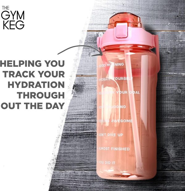 Gym Keg Water Bottle with Carrier - 74 oz Bottle Jug with Neoprene Sleeve & Phone Holder - BPA-free & Food-Grade - Leak Proof - Reusable Water Jug for Workouts, Jogging, Travel, Gym - Cherry - Image 5