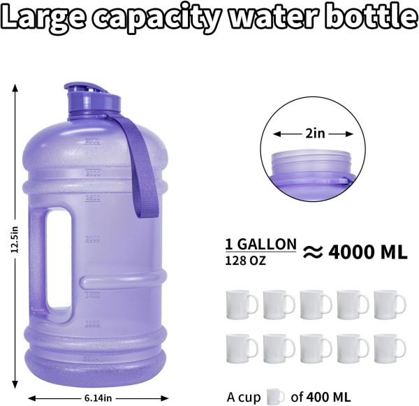 TOOFEEL 2 Liter Water Bottles - Half Gallon Water Bottle BPA Free - Ideal for Gym, Big Water Jug, Reusable Sports Bottle with Measurements Marked Drink Container (2.2L 74oz Matte Black Water Jugs) - Image 132