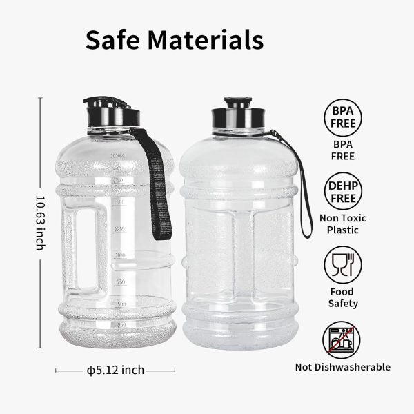 TOOFEEL 2 Liter Water Bottles - Half Gallon Water Bottle BPA Free - Ideal for Gym, Big Water Jug, Reusable Sports Bottle with Measurements Marked Drink Container (2.2L 74oz Matte Black Water Jugs) - Image 140