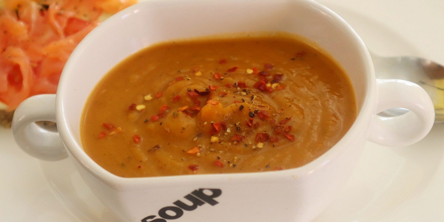 Roasted butternut squash and sweet potato soup