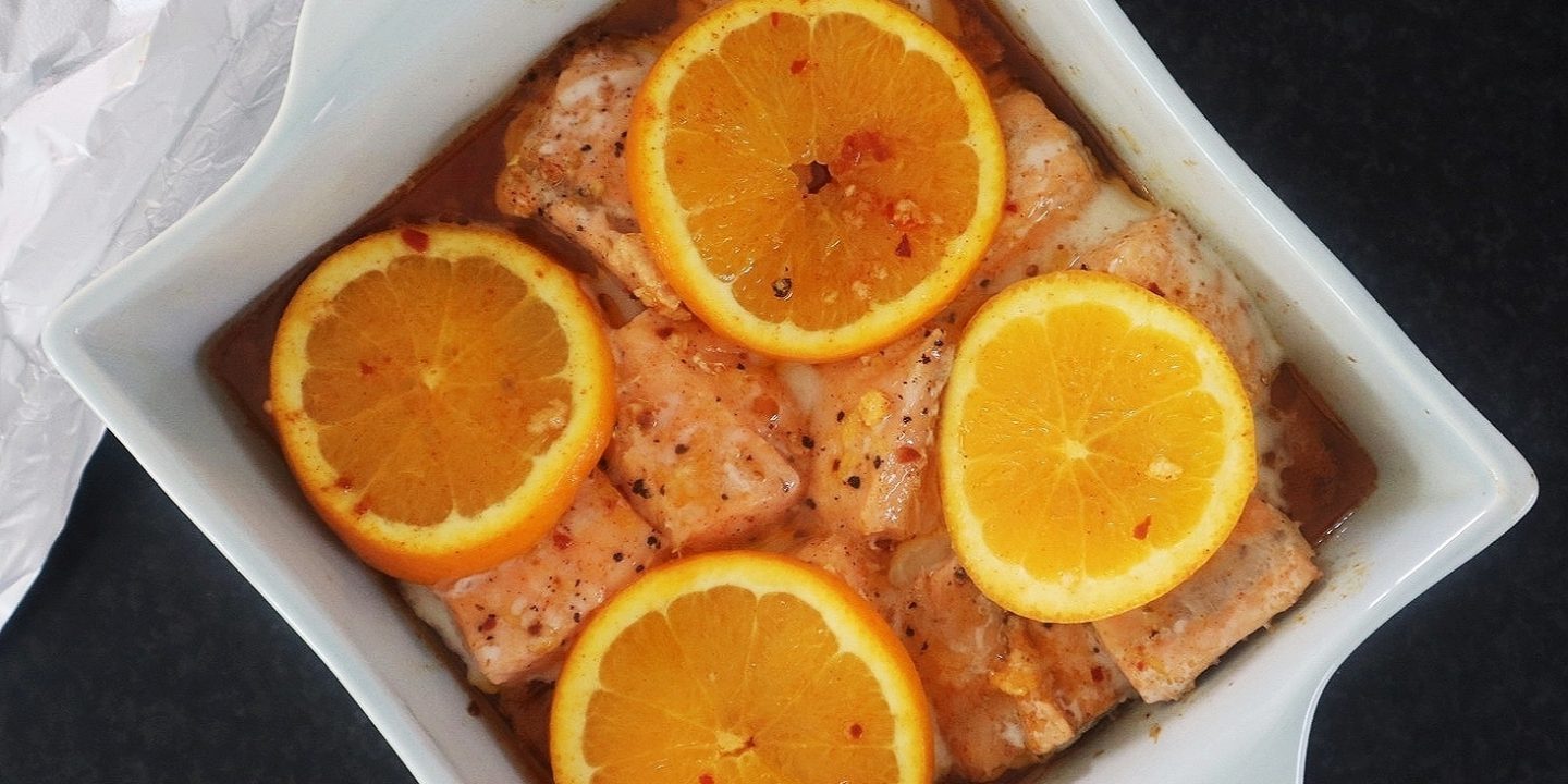 Orange salmon bake