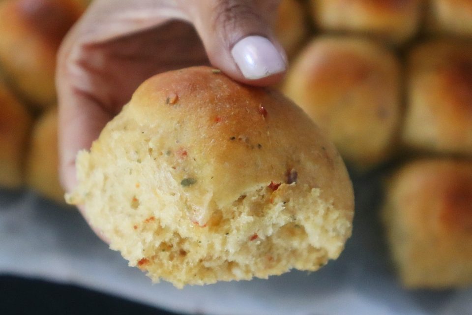 Whole wheat chilli, garlic and herb rolls