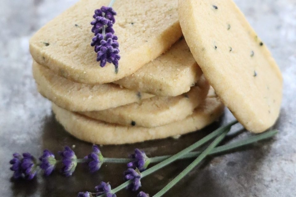 Lavender whole wheat shortbread biscuits