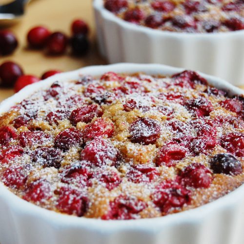 Clafoutis inspired cranberry dessert