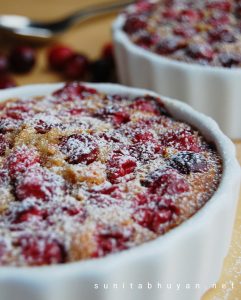 Clafoutis inspired cranberry dessert