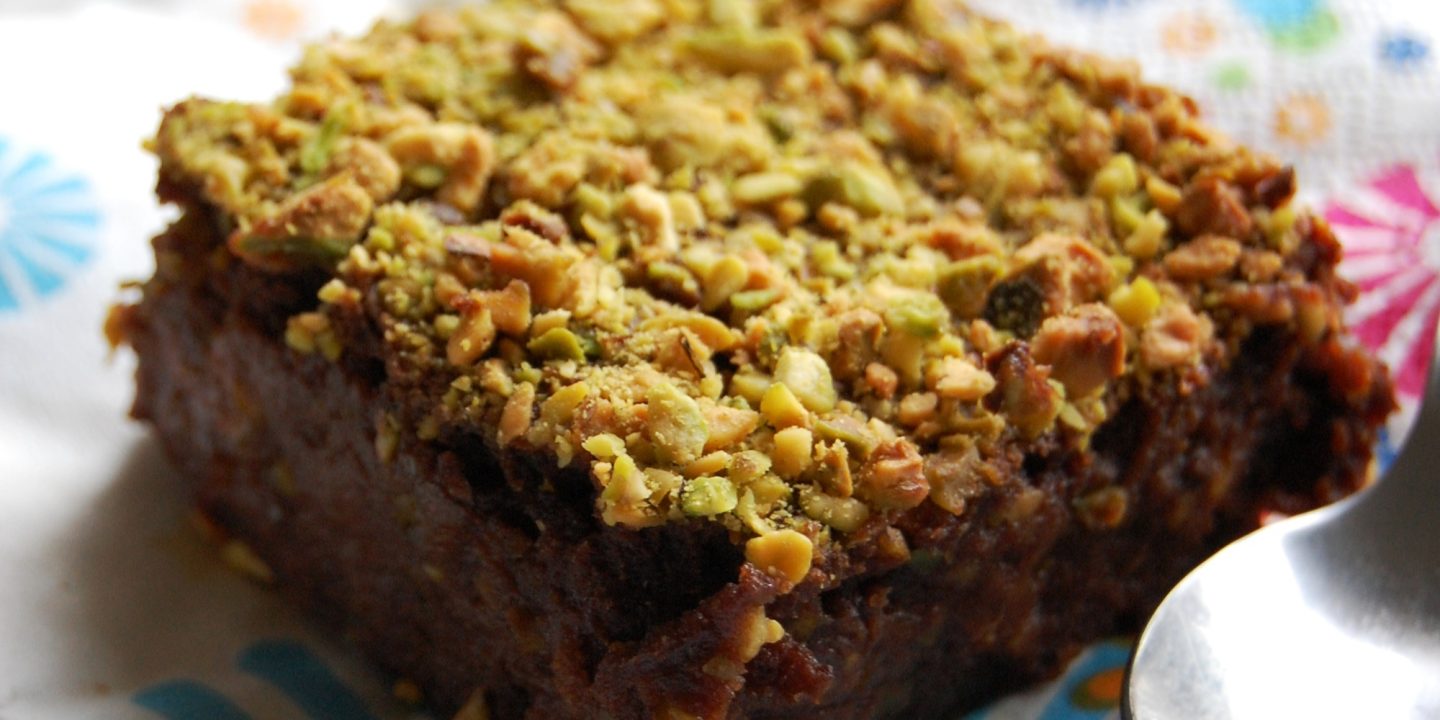 Eggless ricotta and pistachio brownies