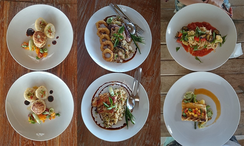 The delicious food we got at the Whales & Waves Resort