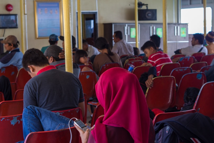 Inside the public ferry from Sumbawa to Lombok