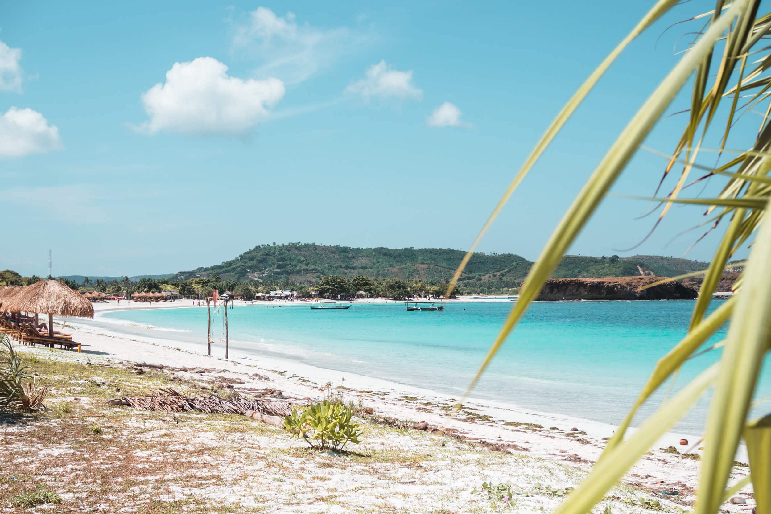 Overview of the western cove at Tanjung Aan Beach looking towards the east, the best beach in Lombok