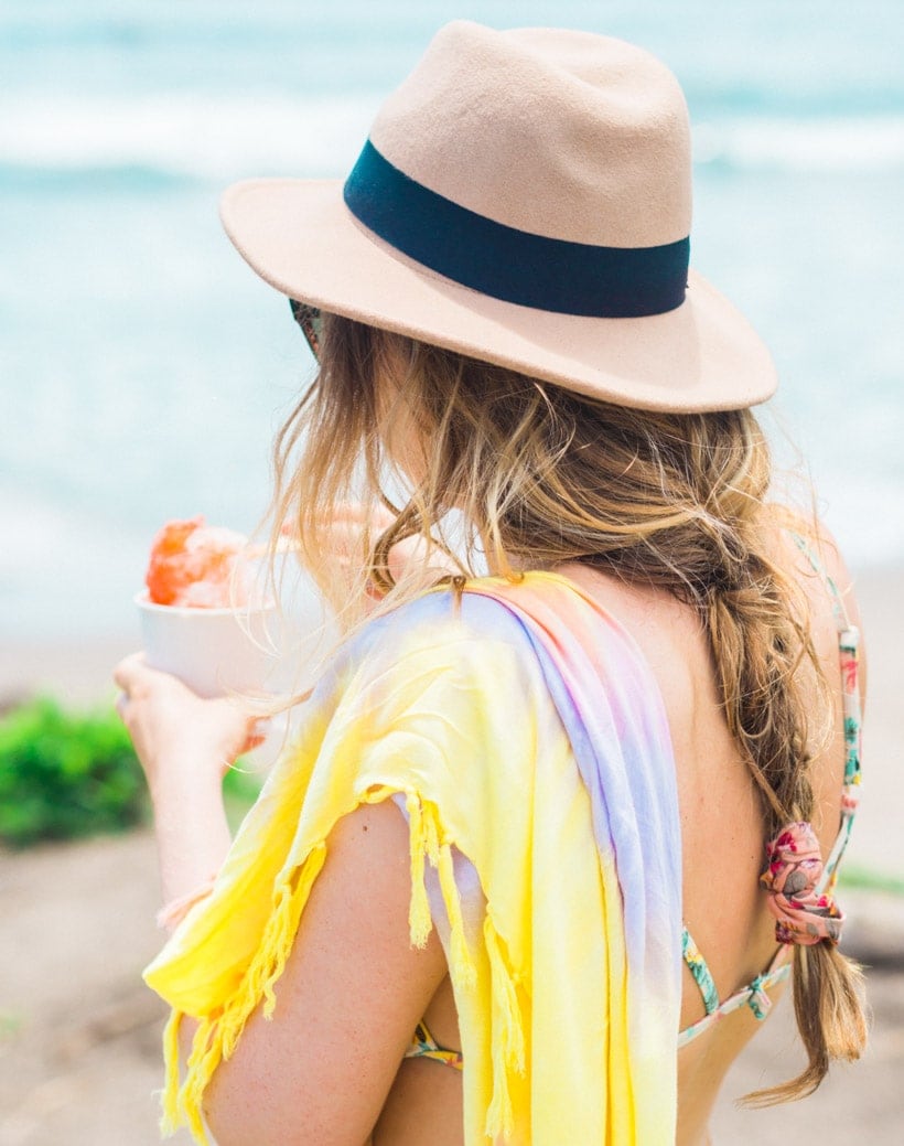 Girl having a shave ice at Batu Bolong Beach Canggu Bali