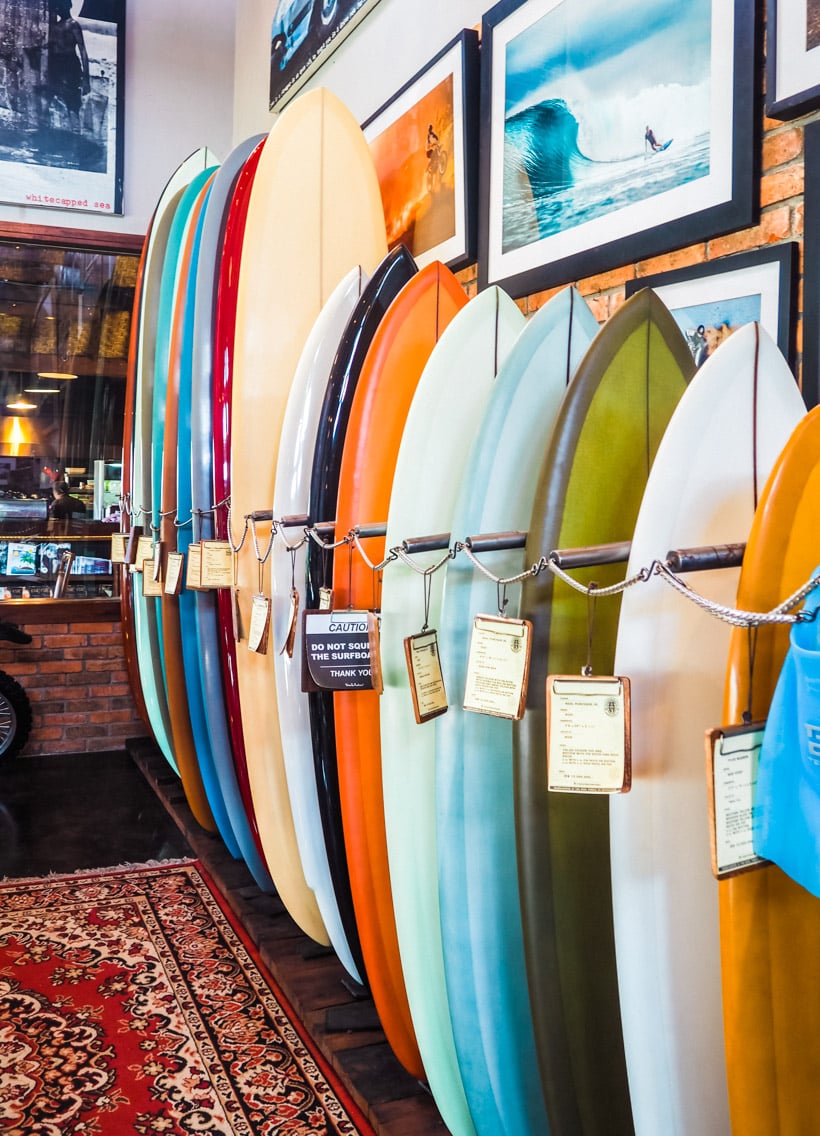 Surfboards at Deus ex Machia in Canggu Bali, the coolest place