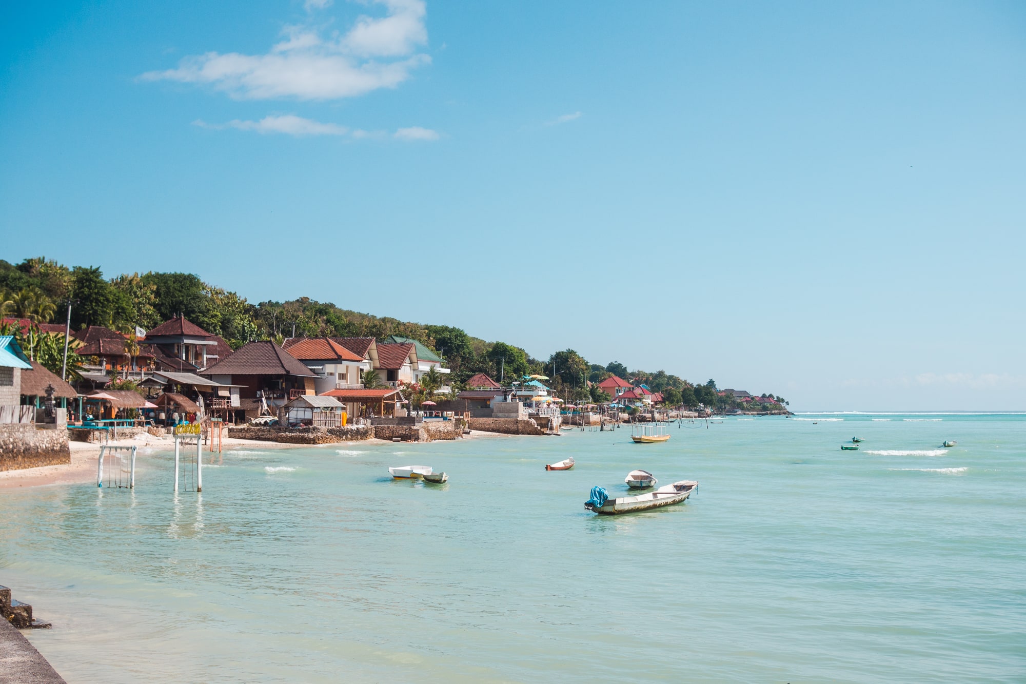 View of a calm lagoon between Nusa Ceningan and Lembongan on our way to Secret Beach.