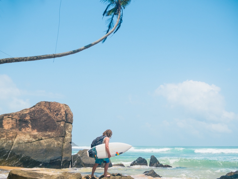 Dalawella beach right next to Unawatuna, Sri Lanka - Surfer