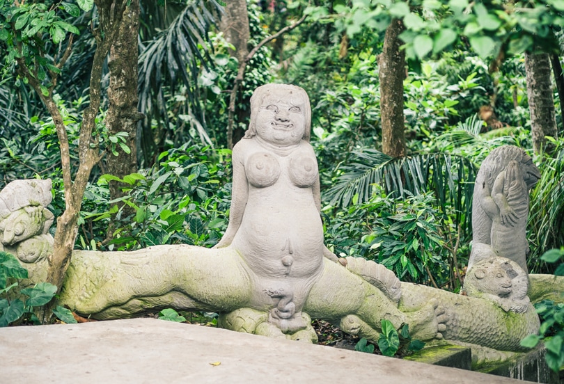 Sculptures in the Sacred Monkey Forest in Ubud, Bali