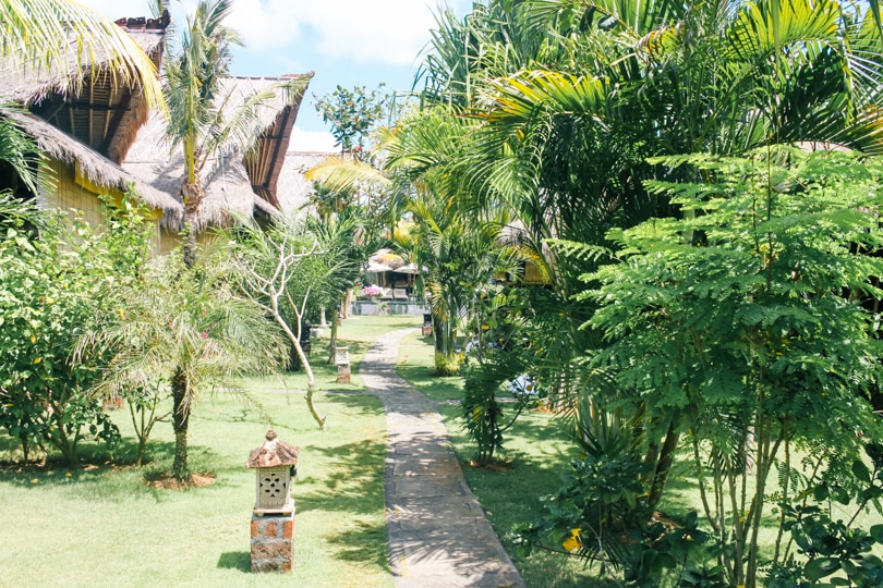 Best beaches in Uluwatu Bali - Path. surrounded by greenery at Flower bud Bungalows Balangan Beach