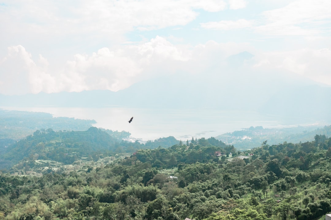 Early morning view of Lake Batur during the first part of our cycling tour in Bali