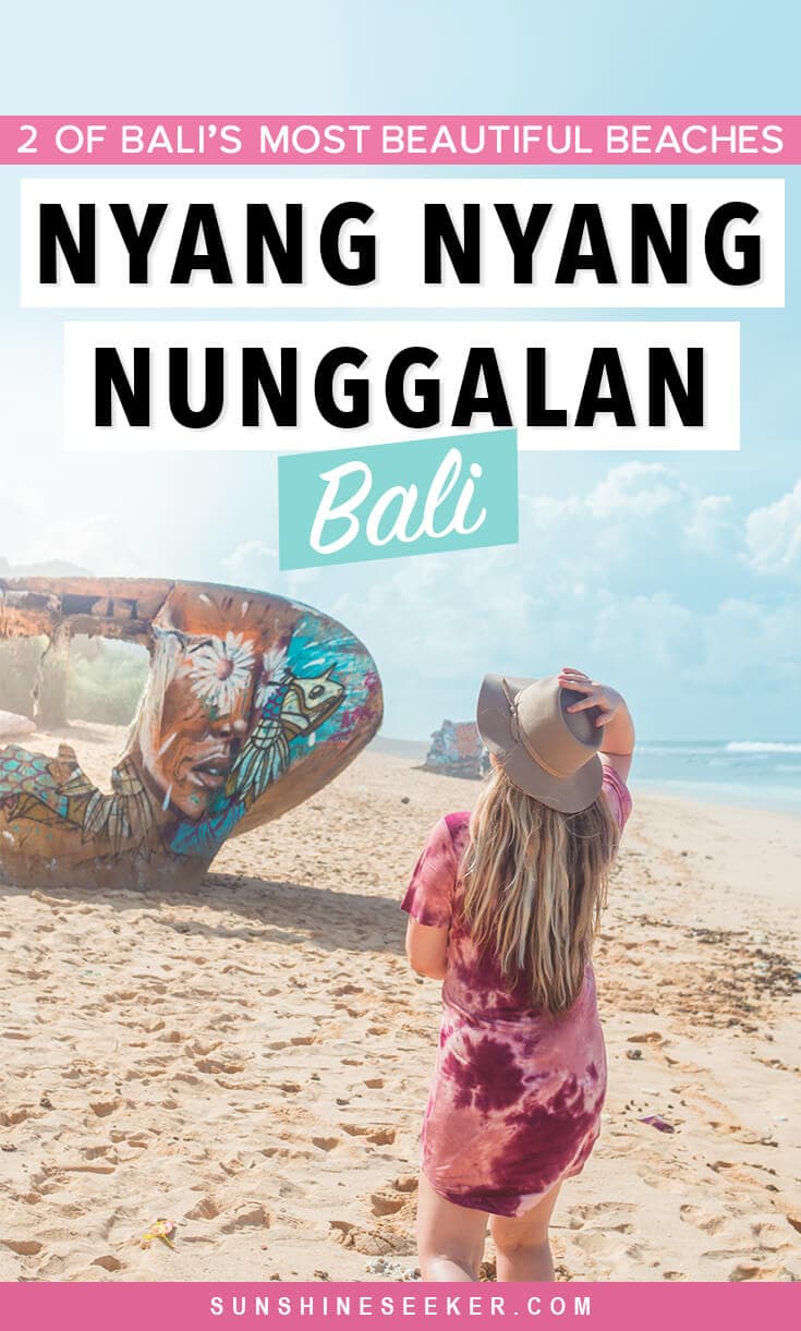 An insider's guide to visiting two of Bali's most beautiful beaches - Nyang Nyang and Nunggalan, famous for the shipwrecks turned art. How to get there (the right entrances to use) + what to expect #bali #indonesia #uluwatu #nyangnyang #balilife