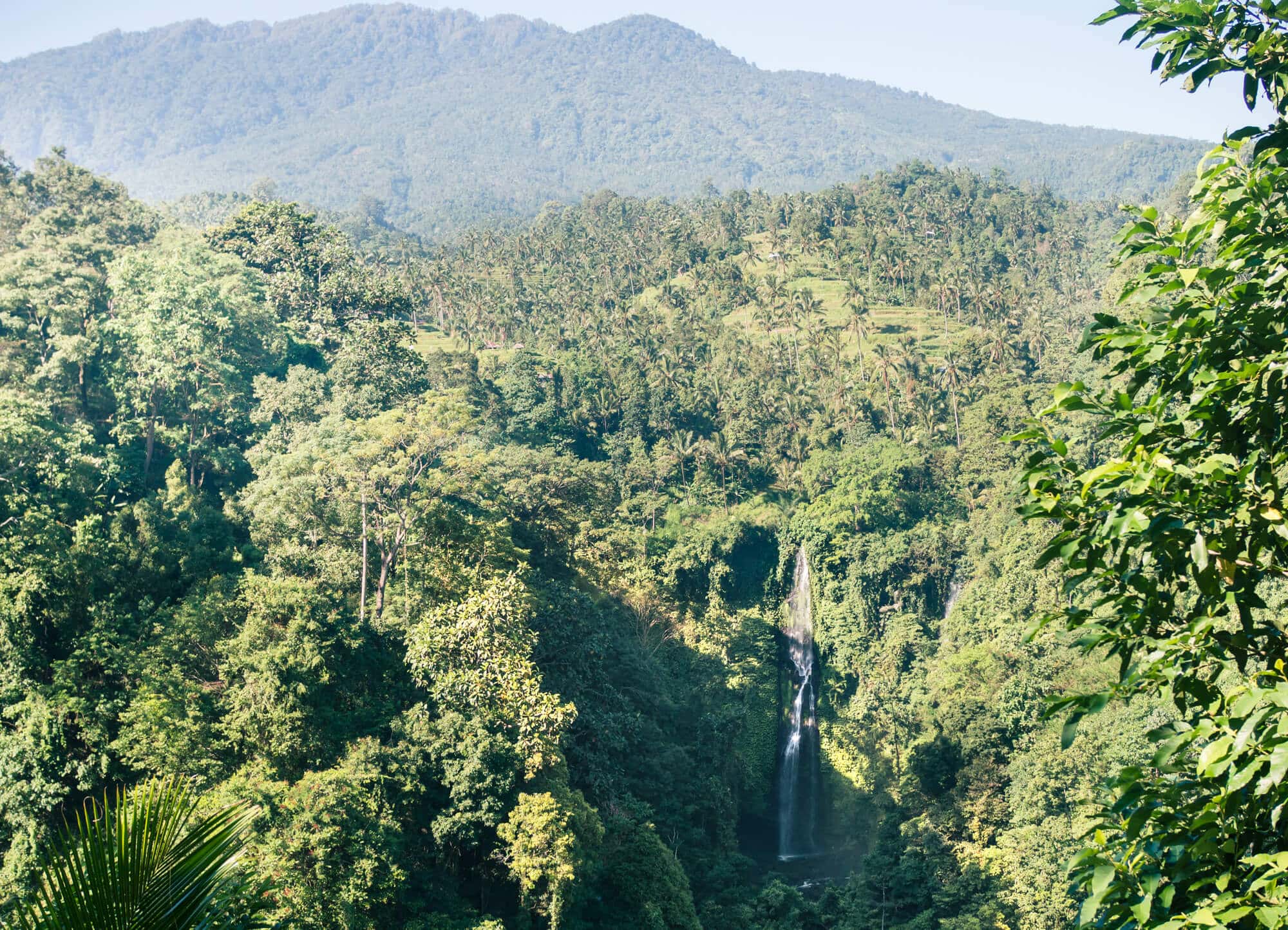 Sekumpul Waterfall in Bali, view of second waterfall