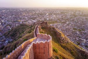 View of Jaipur city from Nahargarh Fort at sunset