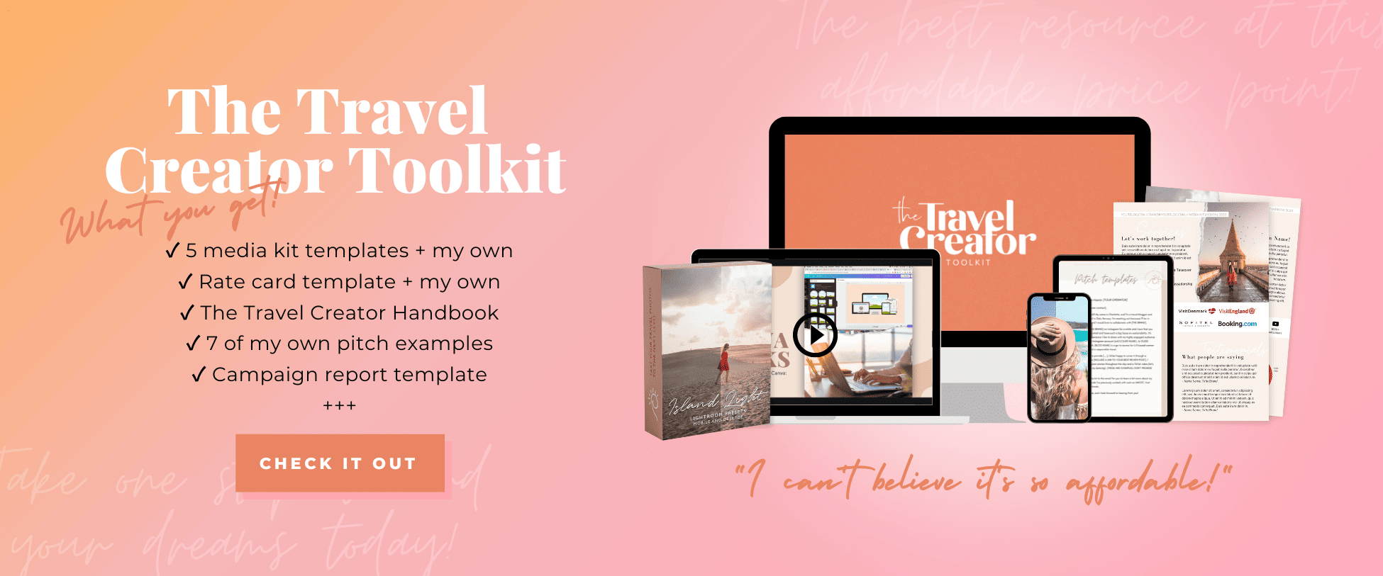 Get my media kit and case study templates, pricing guide, proposal template. Learn how to become a travel content creator.