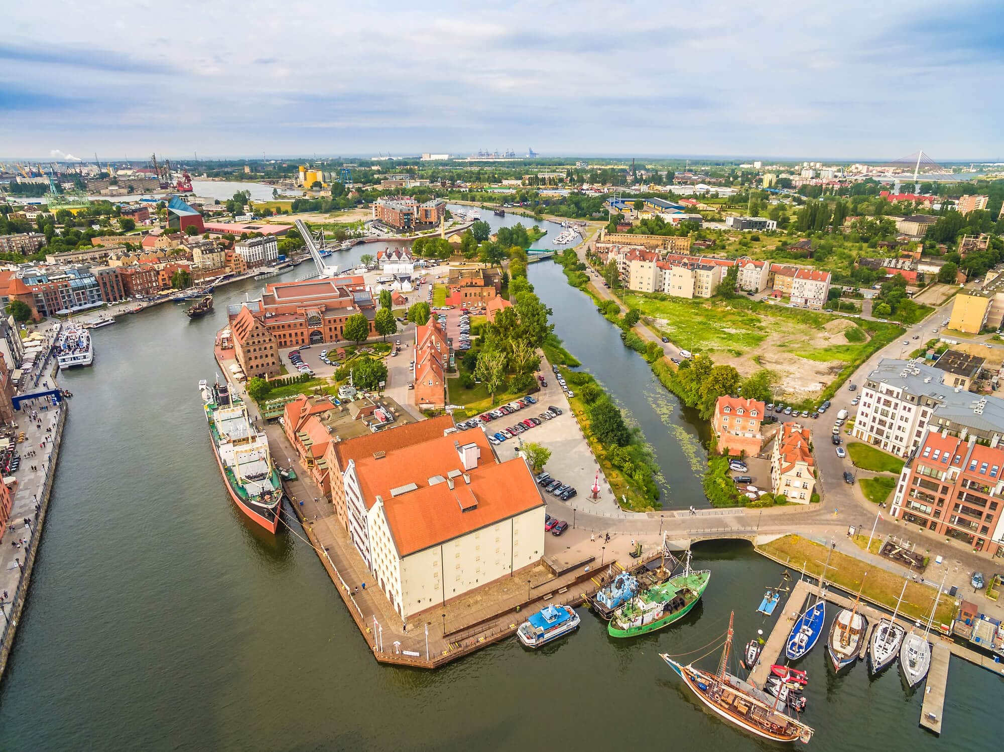 2 days in Gdansk, Poland - Aerial view of Olowianka Island