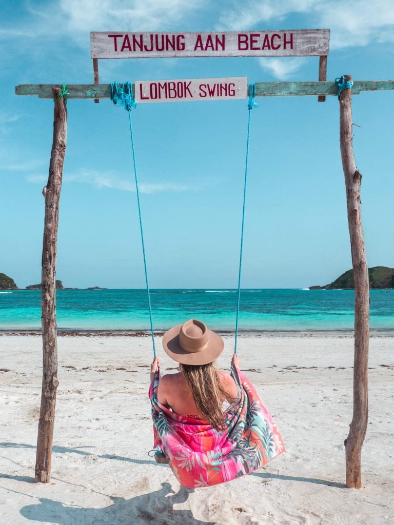 Follow along on our journey living in Kuta, Lombok for months - Swing on Tanjung Aan Beach.