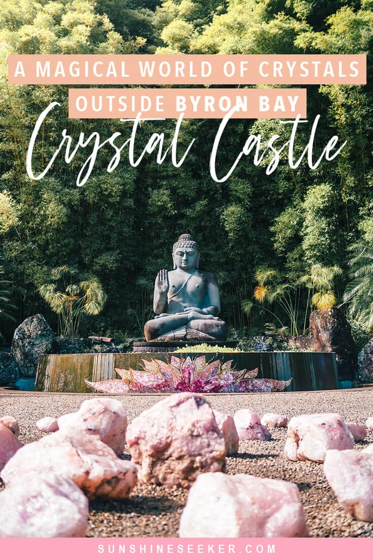 Why you should visit the magical Crystal Castle located in the Byron Bay hinterlands, NSW Australia. See the worlds largest amethyst crystals, a world peace stupa, a large buddha sculpture surrounded by rose quartz + so much more