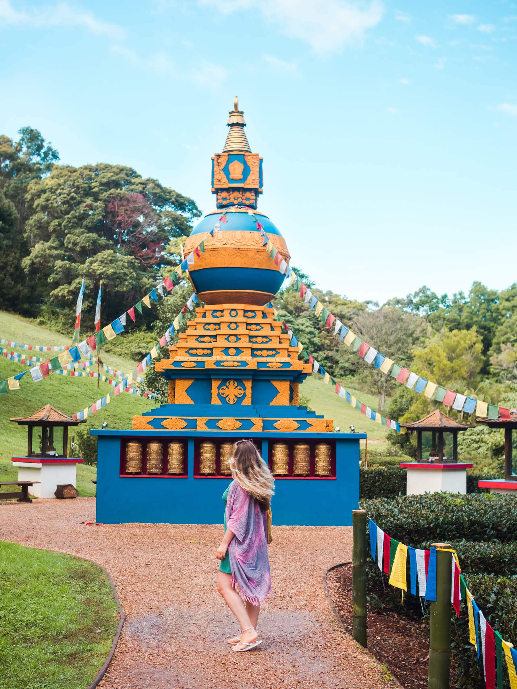 The world peace stupa at the Crystal Castle & shambhala Gardens located in the Byron Bay hinterlands