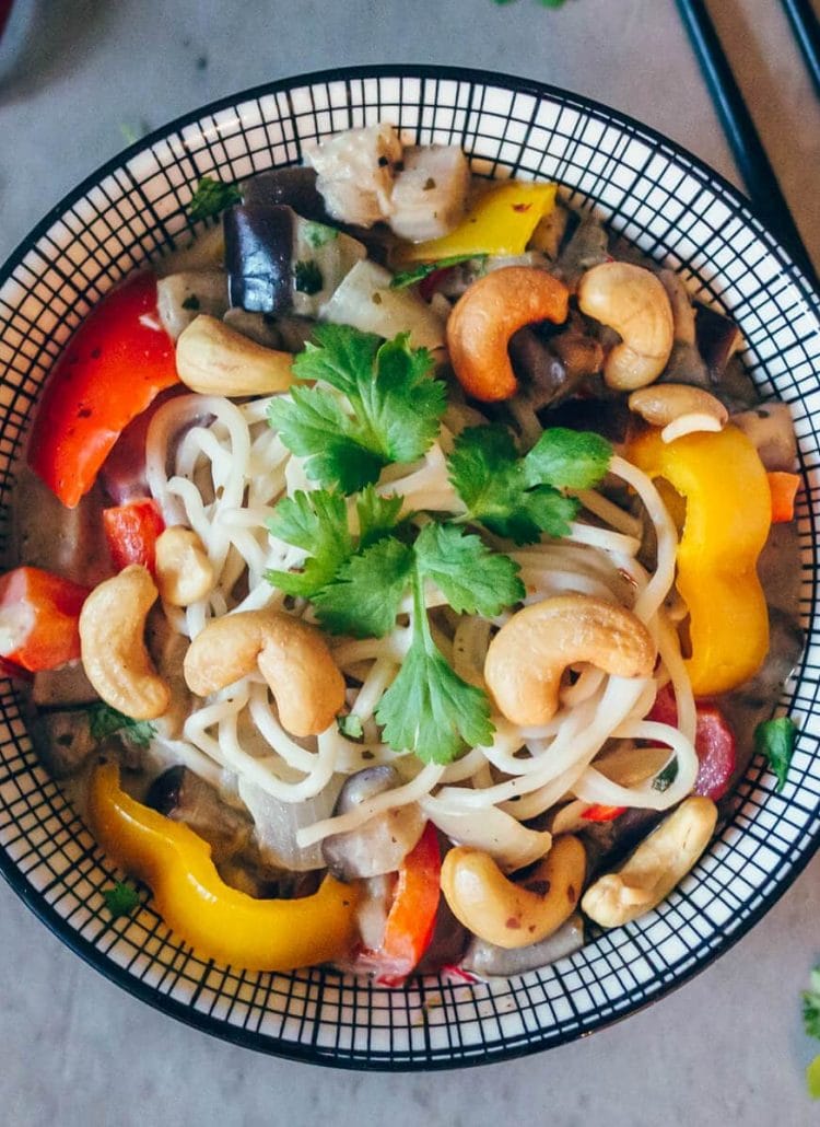 Easy vegan coconut & coriander noodle bowl