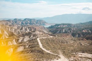 Barrancos de Gebas (also known as the Lunar Badlands) in Murcia, one of Spain's most beautiful natural wonders. One of the top things to do in Spain #murcia #spain #bucketlist #naturalwonder