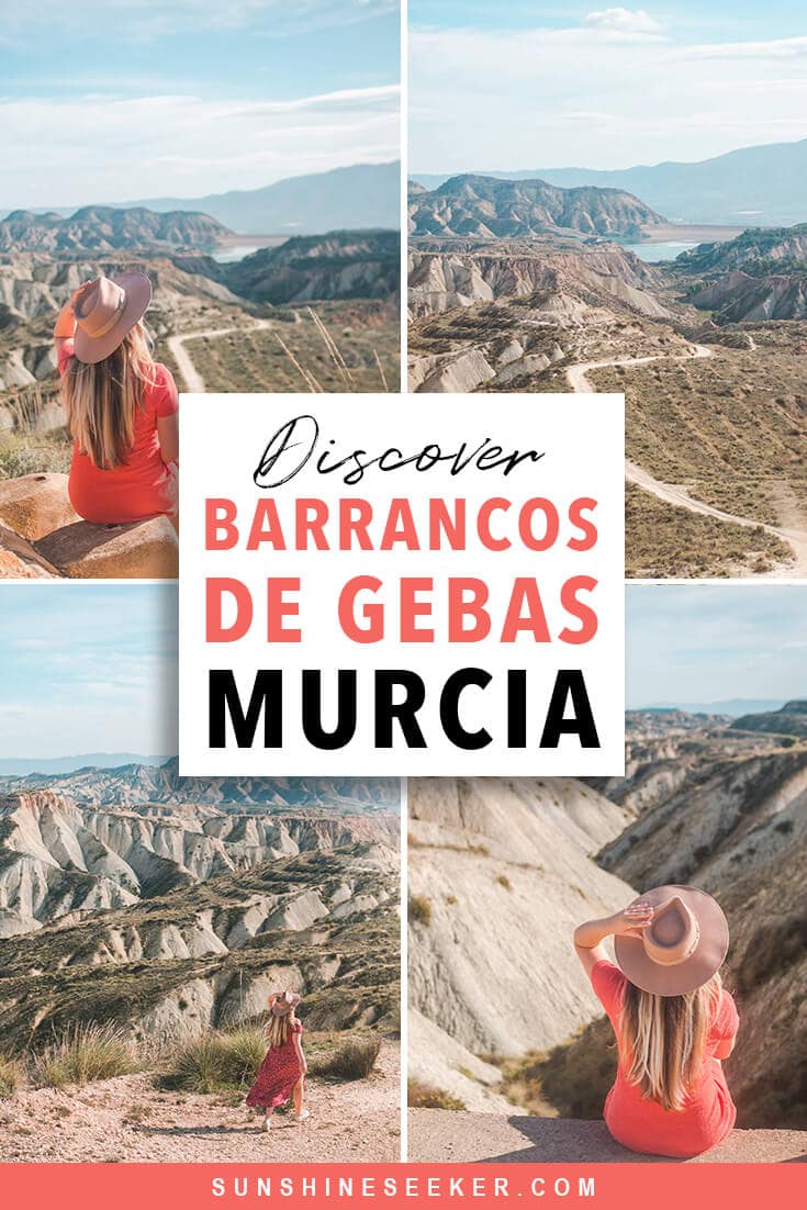 Barrancos de Gebas (also known as the Lunar Badlands) in Murcia, one of Spain's most beautiful natural wonders. One of the top things to do in Spain #murcia #spain #bucketlist #naturalwonder